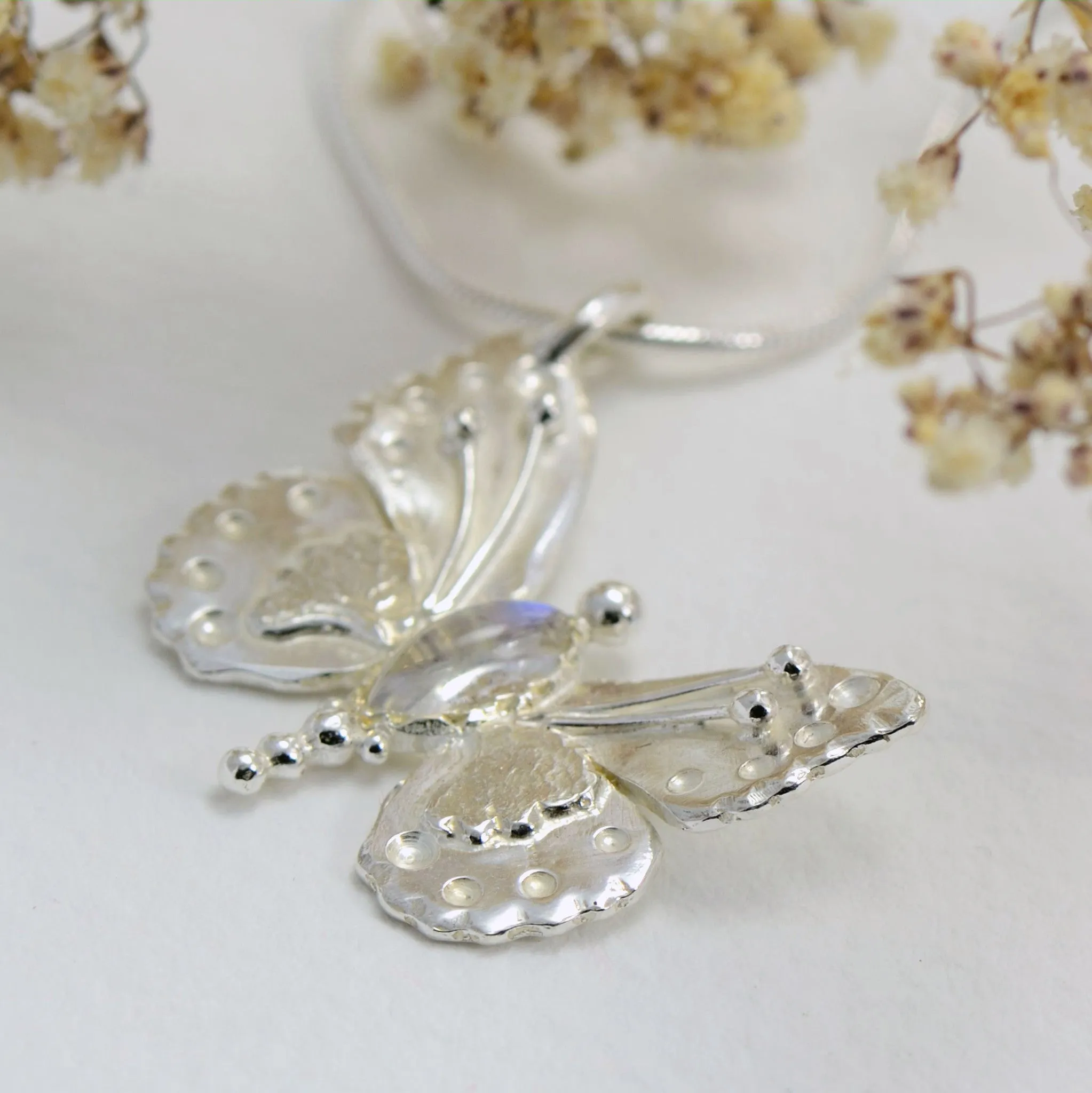 sterling silver Moonstone Butterfly Pendant