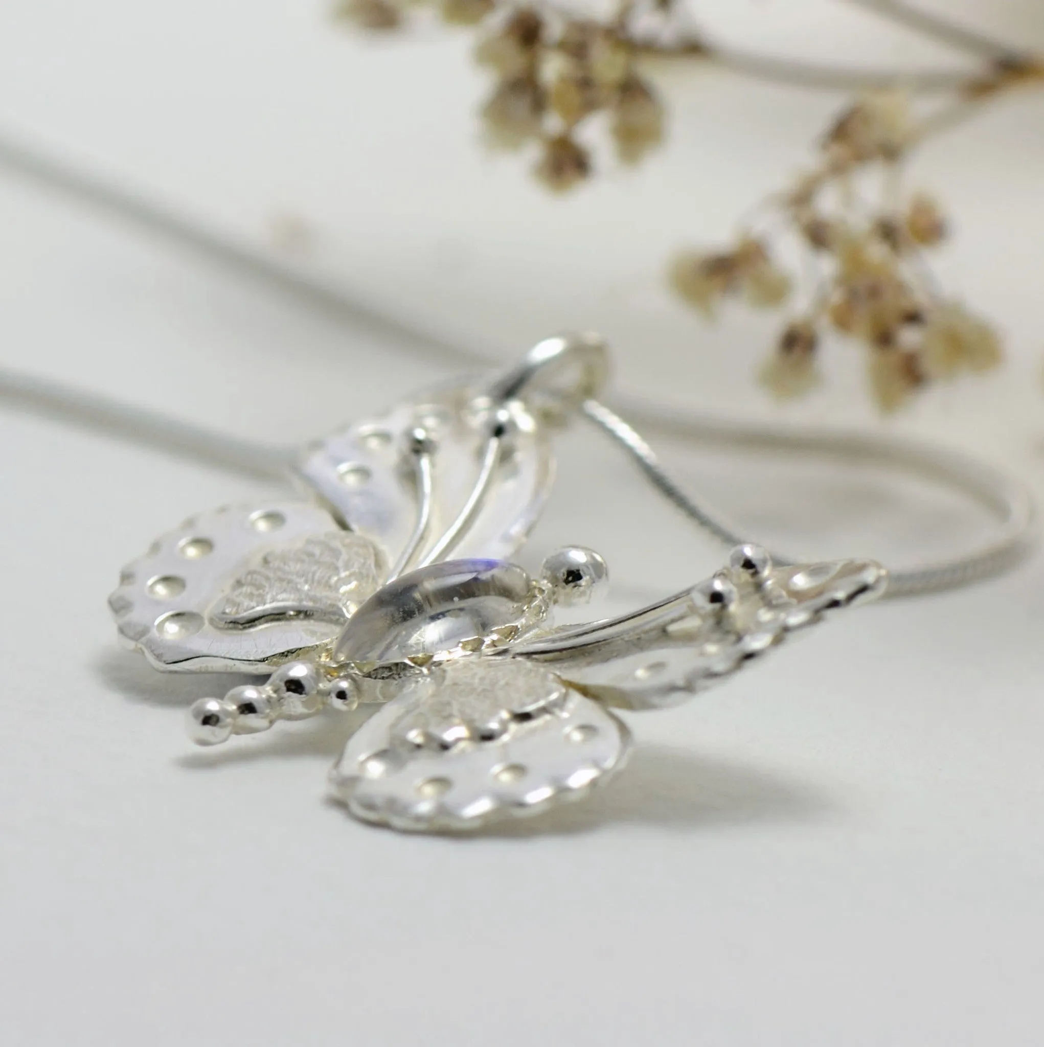 sterling silver Moonstone Butterfly Pendant