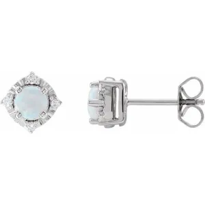 Sterling Silver or 14k Gold Gemstone and .04 CTW Diamond Halo-Style Earrings