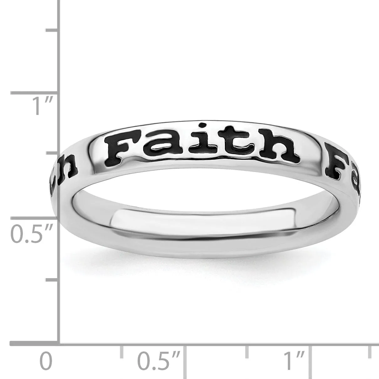 Sterling Silver Polished Enameled Faith Ring