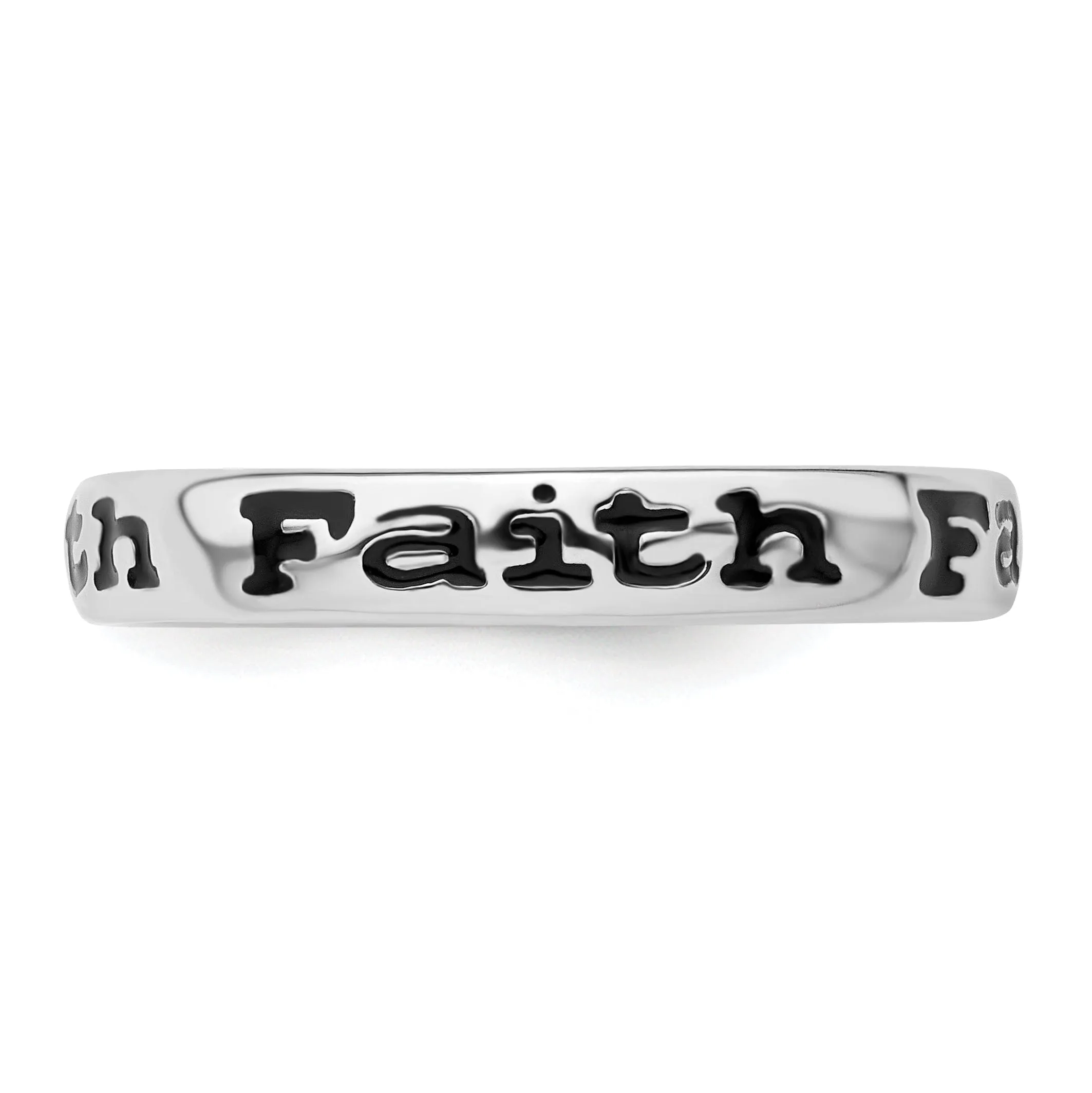 Sterling Silver Polished Enameled Faith Ring