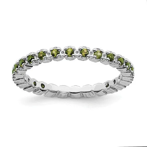 Sterling Silver Stackable Expressions Peridot Eternity Ring