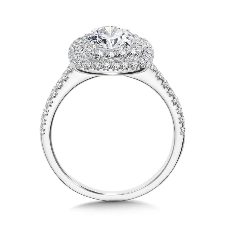 Straight Cushion-Shaped Double-Halo Engagement Ring