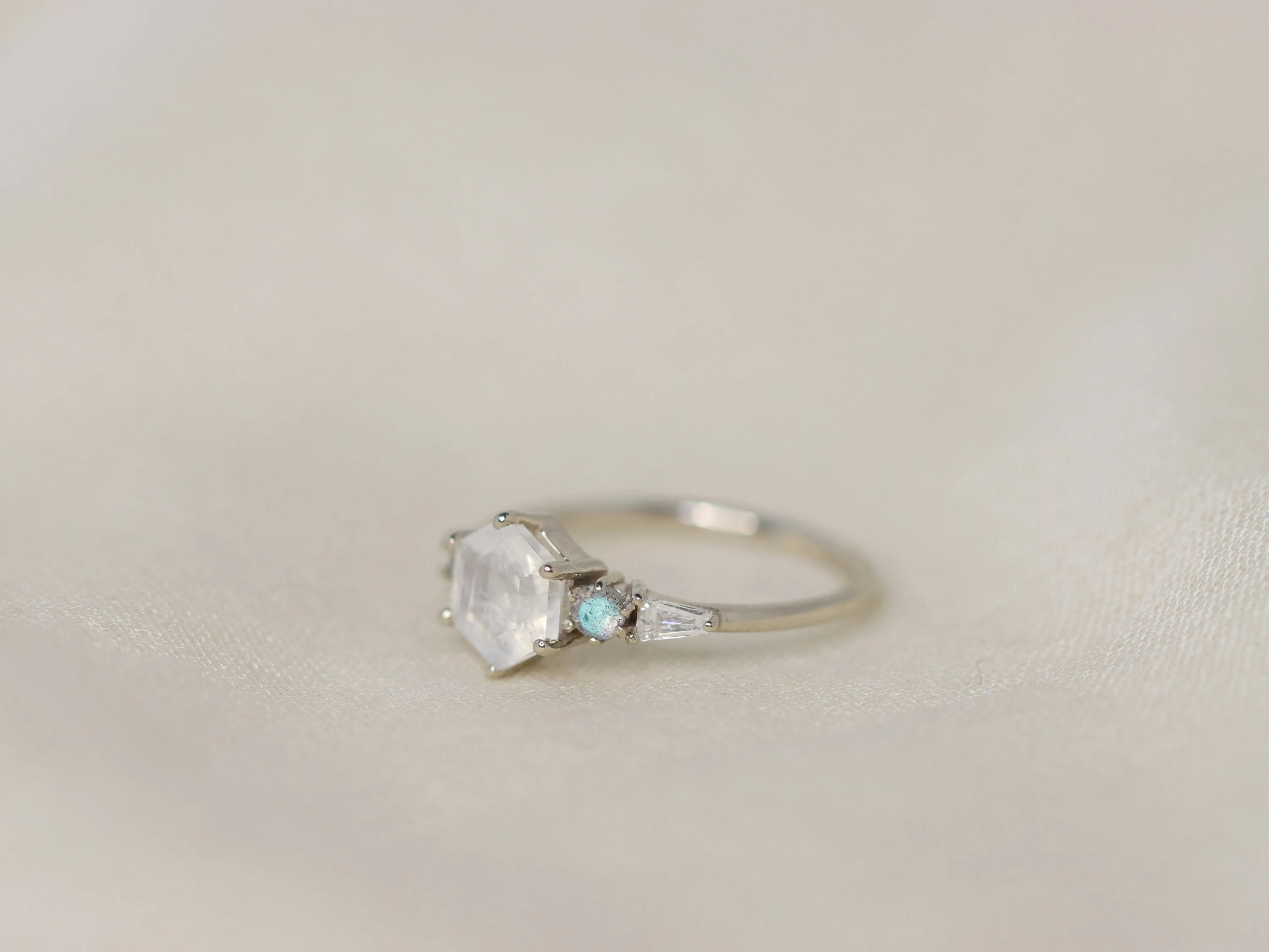 The Huntington Ring in Moonstone and Labradorite