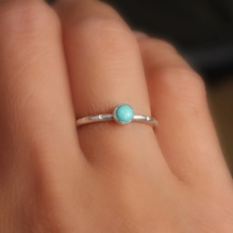 Turquoise and Sterling Silver Stackable Ring