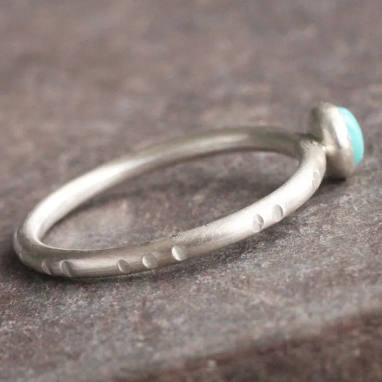 Turquoise and Sterling Silver Stackable Ring