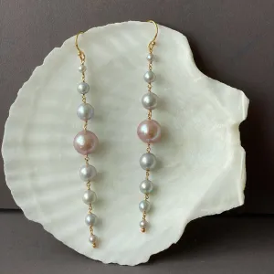 TWO TONE CASCADE PEARL EARRINGS (lighter center)