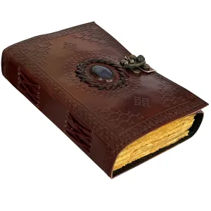 Utopian Leather Journal Antique Deckle Edge Paper with Semi-Precious Stone