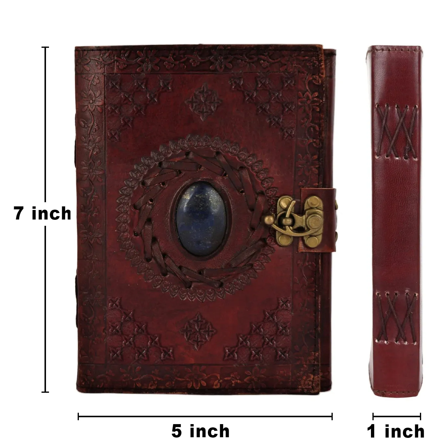 Utopian Leather Journal Lined Notebook with Semi-Precious Stone