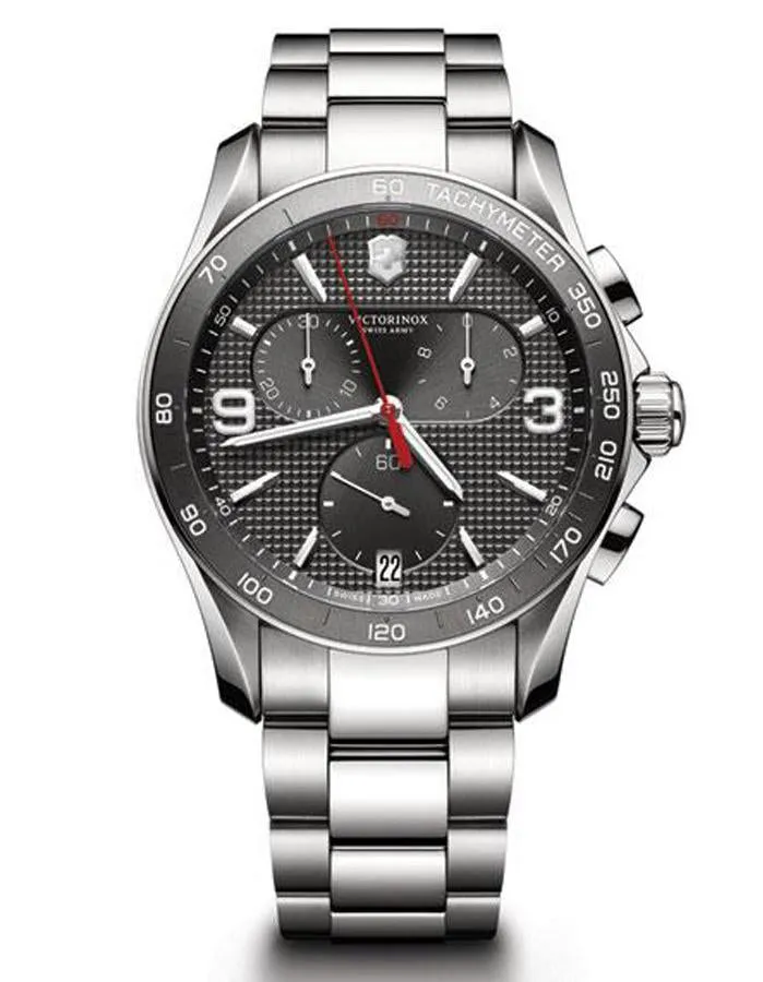 Victorinox Swiss Army Mens Chrono Classic - Steel Bracelet - Gray Dial - Date