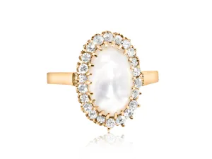 Vintage Moonstone & Diamond Rose Gold Ring