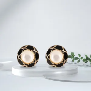 Vintage Style Round Pearl Earrings