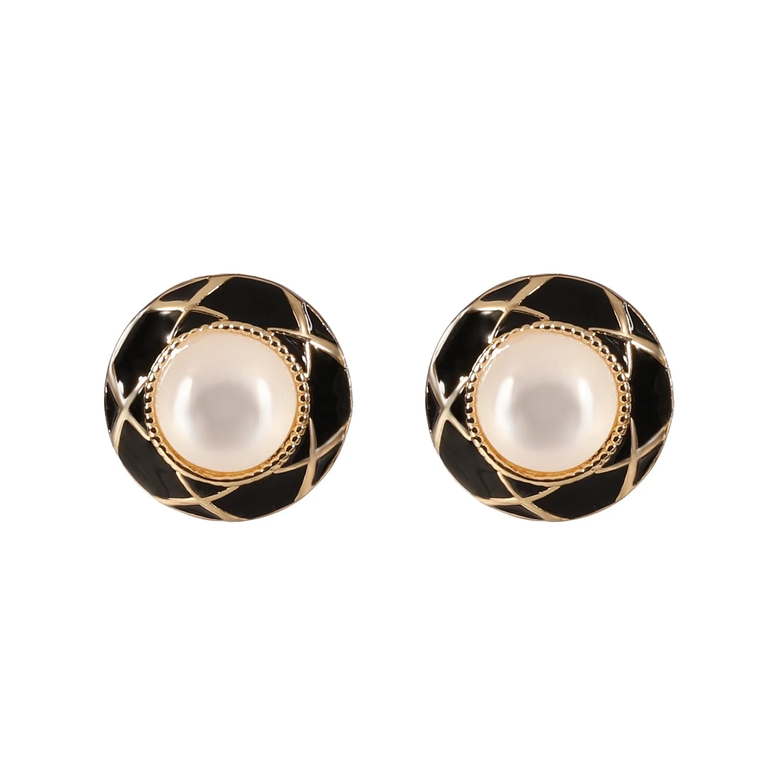 Vintage Style Round Pearl Earrings