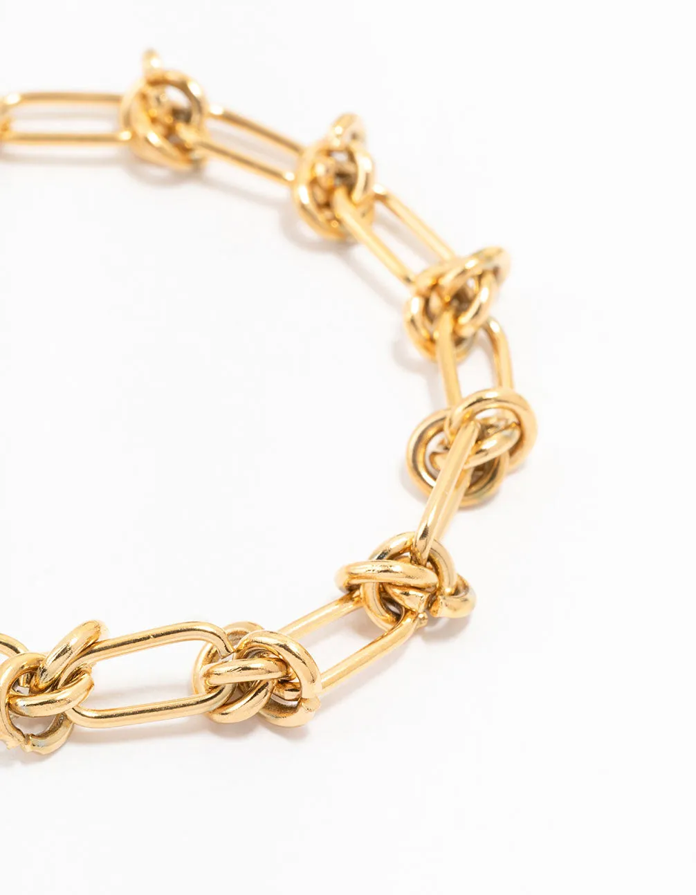 Waterproof Gold Plated Stainless Steel Knotted Chain Bracelet