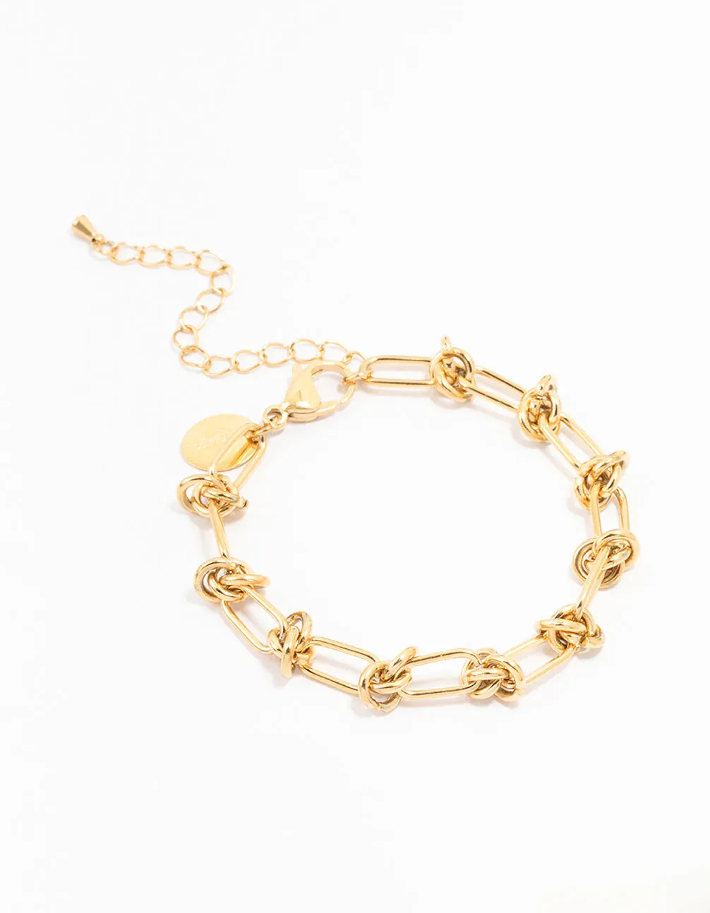 Waterproof Gold Plated Stainless Steel Knotted Chain Bracelet