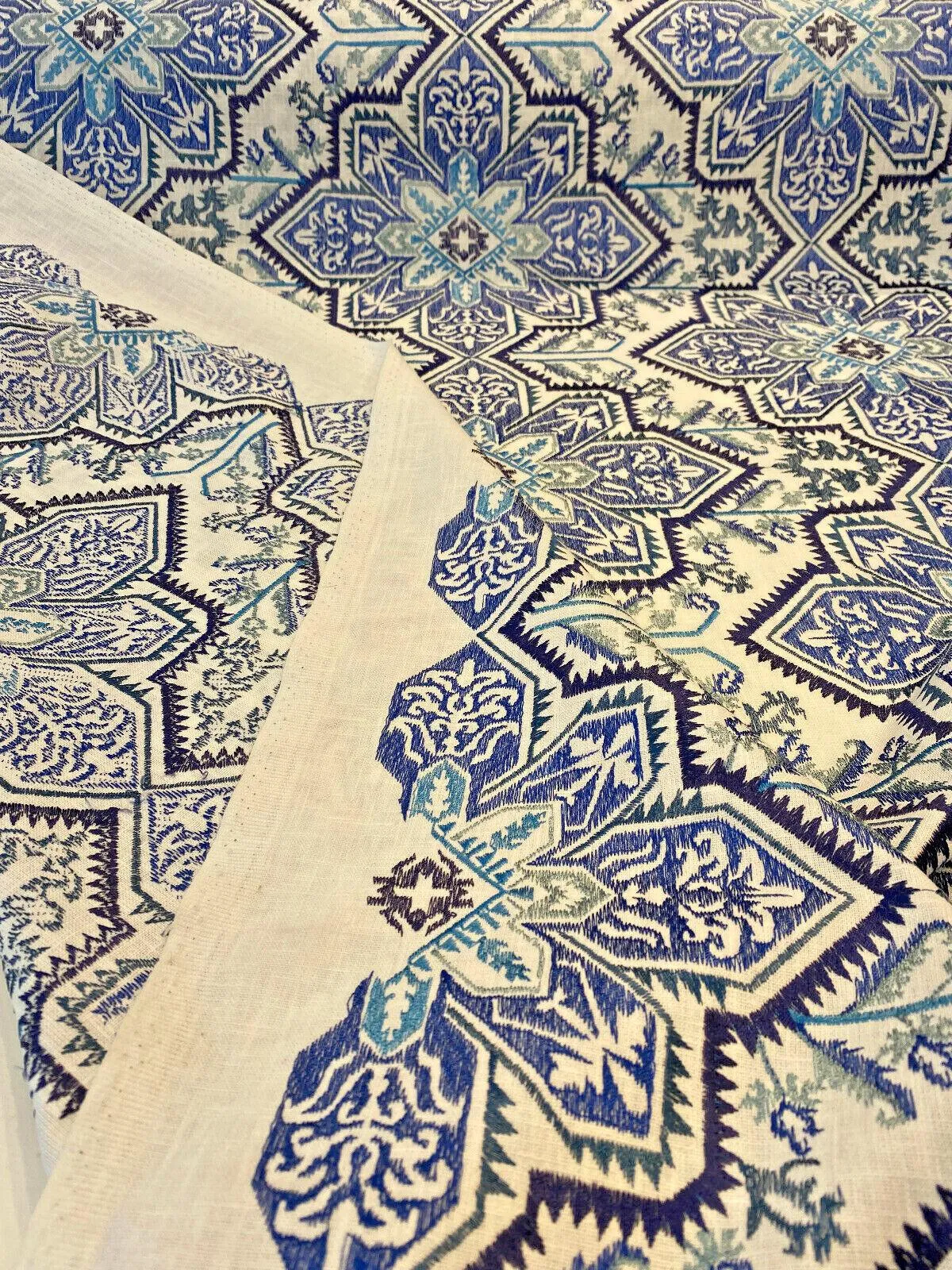 Waverly Crystalline Embroidery Blue Lapis Upholstery Fabric By the Yard