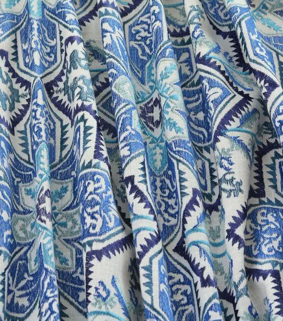 Waverly Crystalline Embroidery Blue Lapis Upholstery Fabric By the Yard