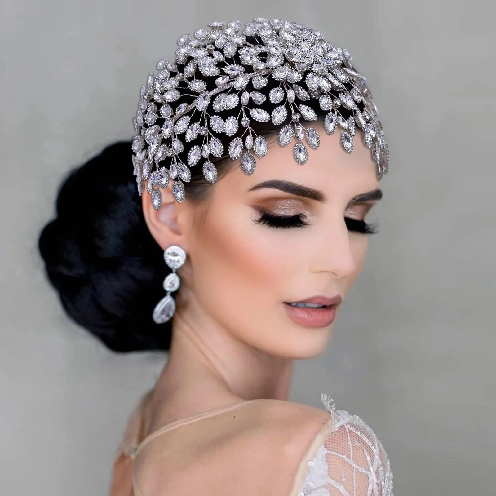 Wedding Headband Crown Silver Color Rhinestone Woman Headband Bride Hair Accessories