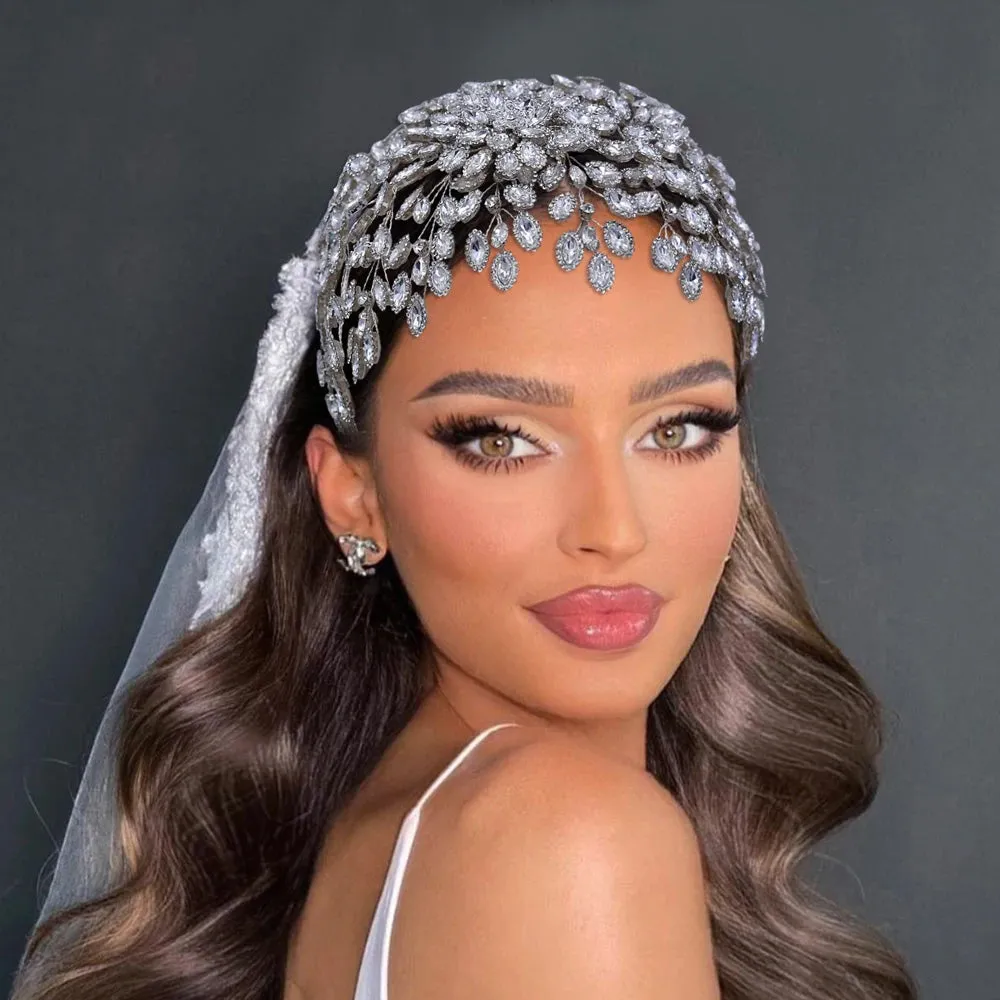 Wedding Headband Crown Silver Color Rhinestone Woman Headband Bride Hair Accessories