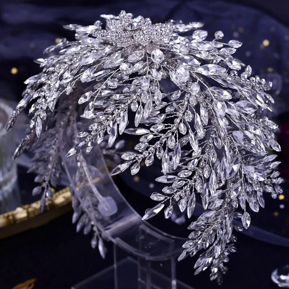 Wedding Headband Crown Silver Color Rhinestone Woman Headband Bride Hair Accessories