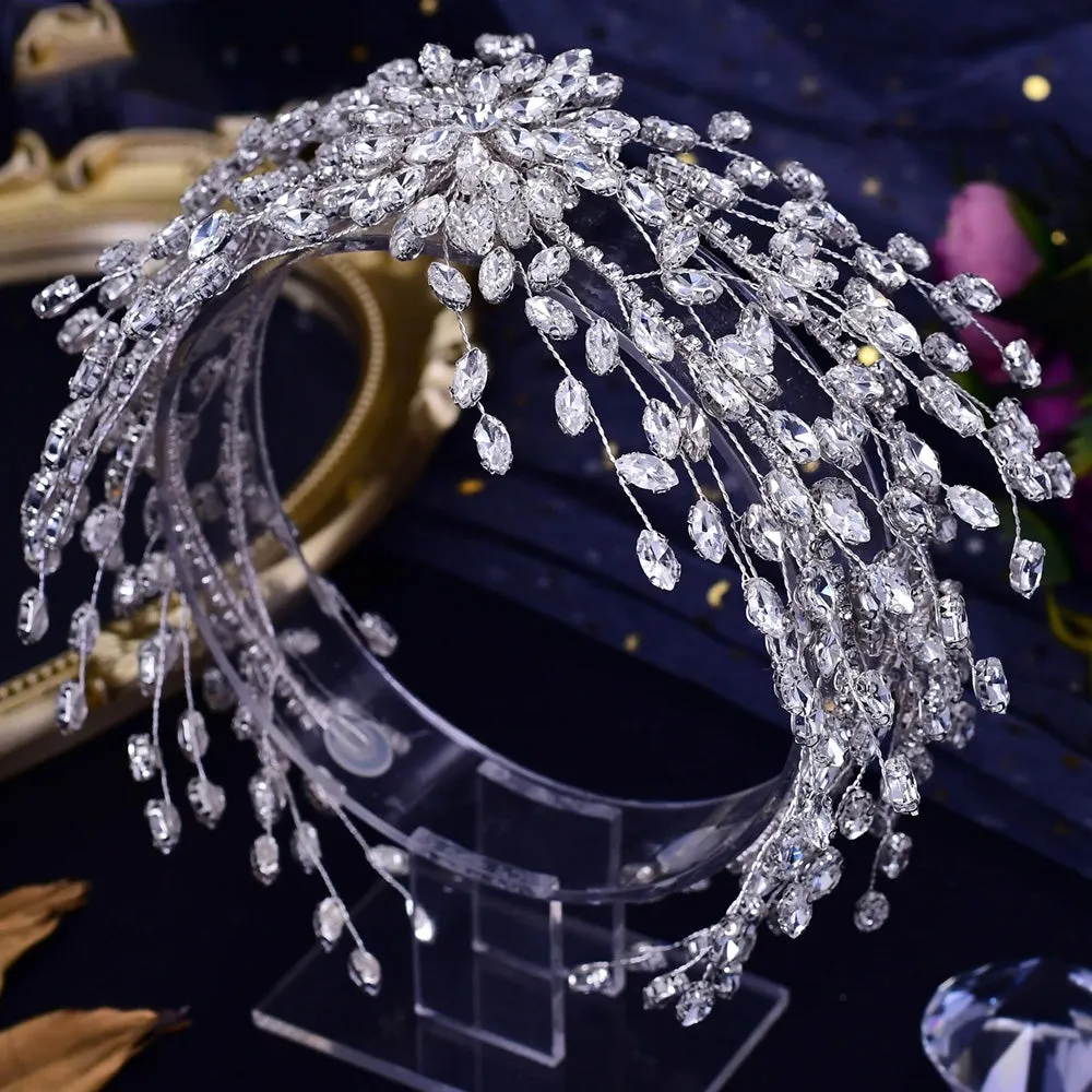 Wedding Headband Crown Silver Color Rhinestone Woman Headband Bride Hair Accessories