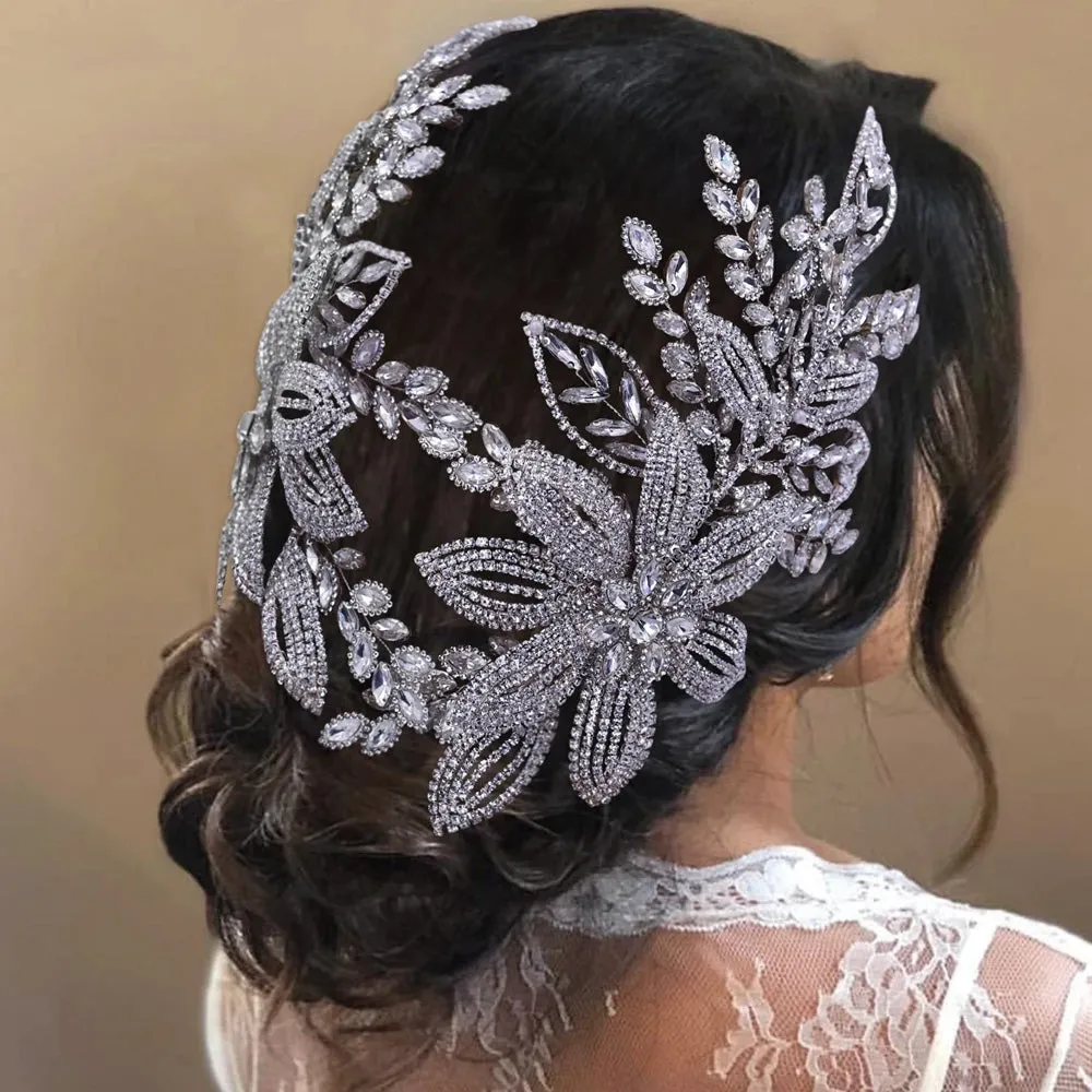 Wedding Headband Crown Silver Color Rhinestone Woman Headband Bride Hair Accessories