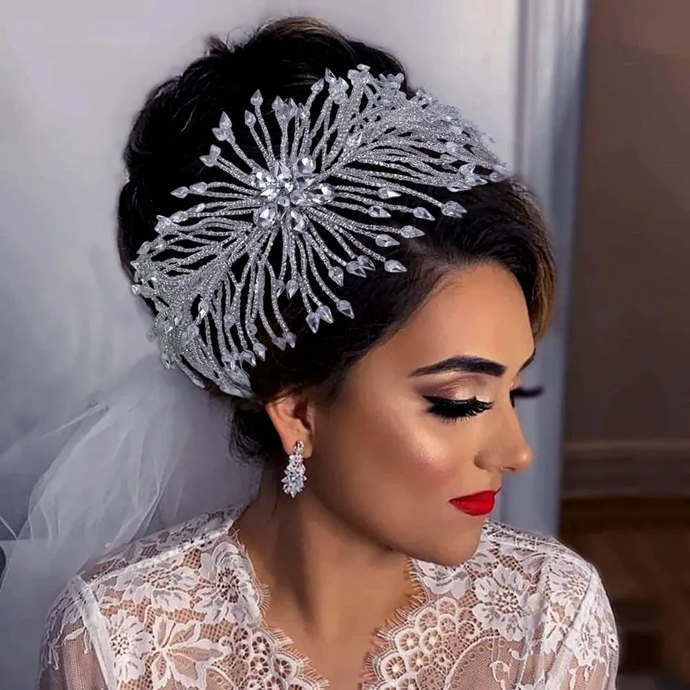 Wedding Headband Crown Silver Color Rhinestone Woman Headband Bride Hair Accessories