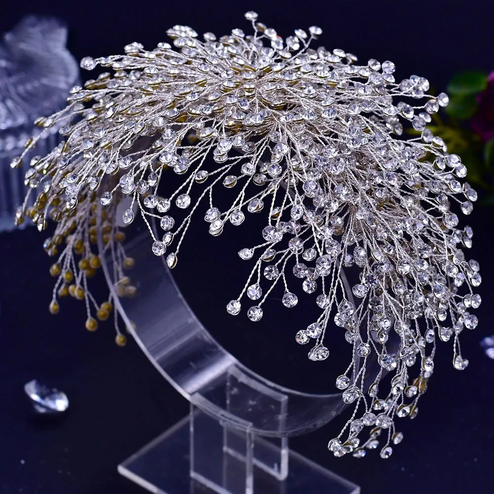 Wedding Headband Crown Silver Color Rhinestone Woman Headband Bride Hair Accessories