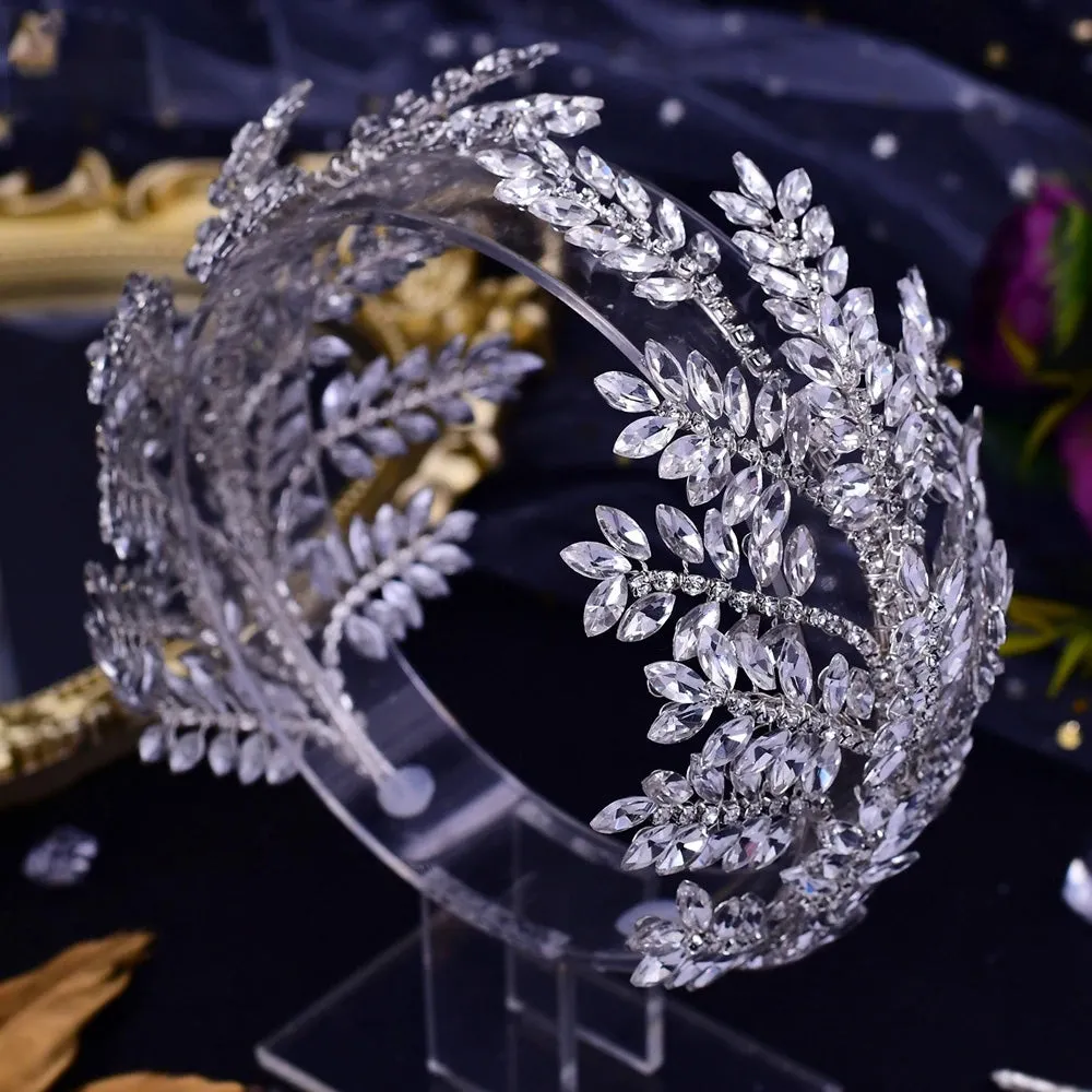 Wedding Headband Crown Silver Color Rhinestone Woman Headband Bride Hair Accessories