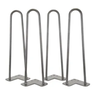 WEN TL16S 16-Inch Mid-Century Modern Raw Steel Hairpin Table Legs, 1/2" Diameter, Set of 4