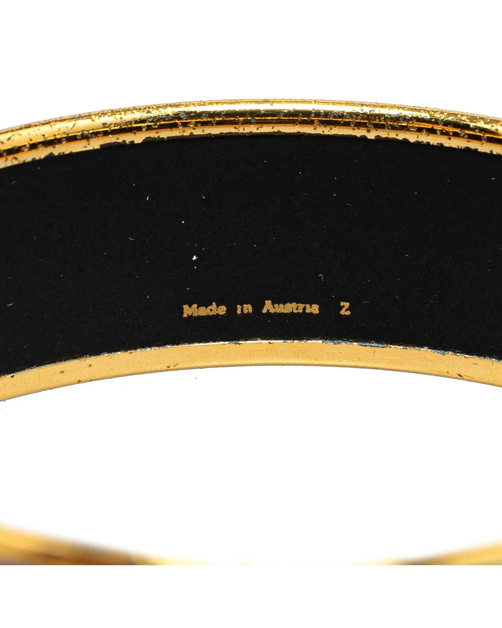 Wide Printed Enamel Gold Plated Bangle