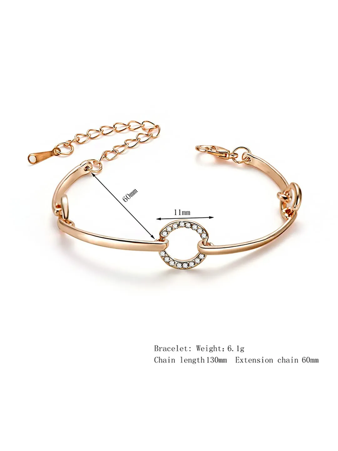 Yellow Chimes Rosegold Bracelet for Women Crystal Studded Rose Gold Plated Adjustable Bracelet for Women and Girls