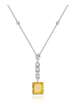 Yellow Diamond Lariat Necklace Cubic Zirconia Simulated Diamond Formal Y Drop Statement Necklace