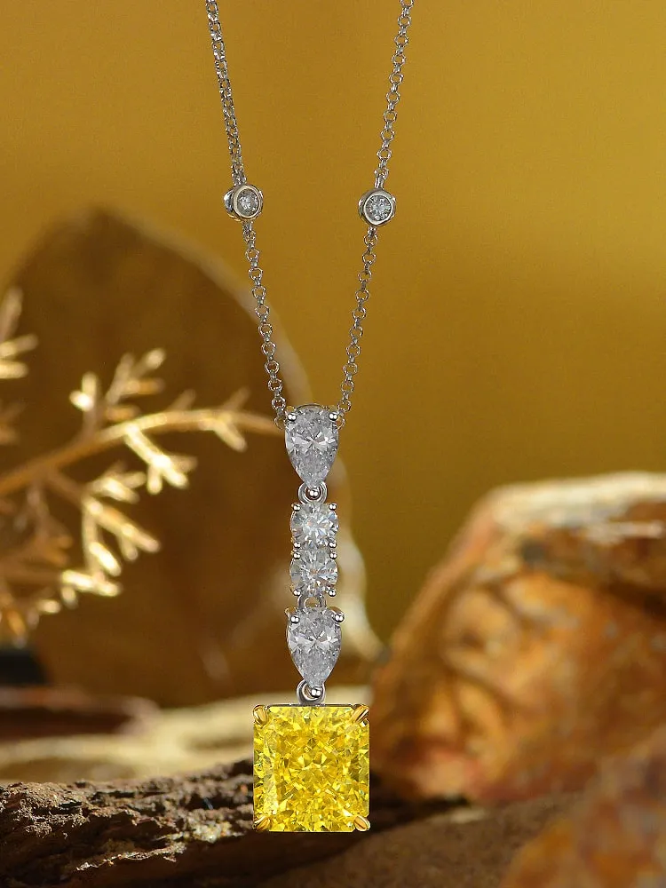 Yellow Diamond Lariat Necklace Cubic Zirconia Simulated Diamond Formal Y Drop Statement Necklace