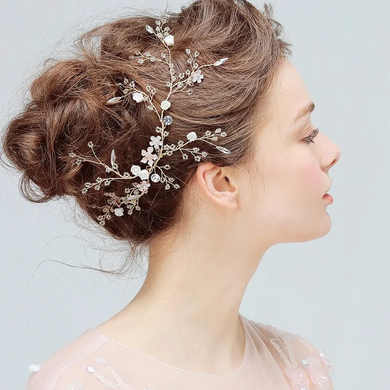 YJ612 bride hair headdress flower crystal beads handmade headwear hairpin wedding wedding accessories accessories side clamp